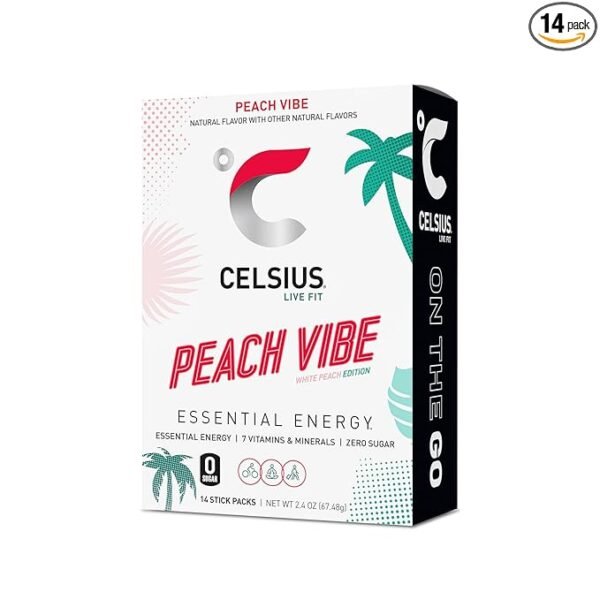 CELSIUS On the Go Peach Vibe Powder Sticks