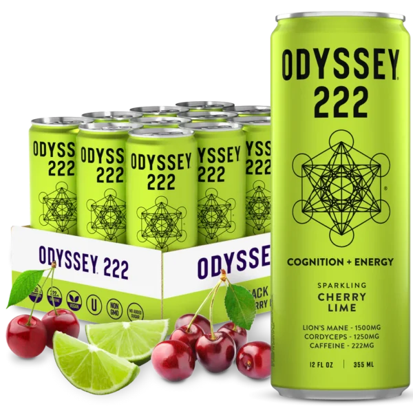 Cherry Lime 222 Sparkling Energy Drink - 222mg Caffeine - 12 Pack